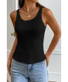 ieg™ Kadın Siyah Kolsuz Kalın Askılı Uzun Crop Top Bluz & Atlet