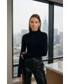 ieg™ Kadın Siyah Parmak Detaylı Esnek Uzun Kollu Body