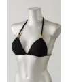 ieg™ Kadın Siyah Pedli Üçgen Bikini Üstü Halter Bağlamalı Aksesuarlı