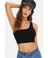 ieg™ Kadın Siyah Tek Omuz Crop Büstiyer