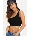 ieg™ Kadın Siyah Tek Omuz Crop Büstiyer