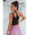ieg™ Kadın Siyah Tek Omuz Cut Out Detaylı Crop Top Bluz