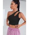 ieg™ Kadın Siyah Tek Omuz Cut Out Detaylı Crop Top Bluz