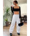 ieg™ Kadın Siyah Uzun Kol Göğüs ve Sırt Dekolteli Crop Top Bluz