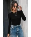 ieg™ Kadın Siyah Uzun Kollu Fit Basic Crop Top Bluz