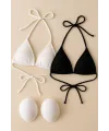 ieg™ Kadın Siyah ve Beyaz Minimal Kesim Üçgen Bikini Üstü