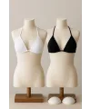 ieg™ Kadın Siyah ve Beyaz Minimal Kesim Üçgen Bikini Üstü
