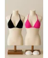 ieg™ Kadın Siyah ve Fuşya Minimal Kesim Üçgen Bikini Üstü