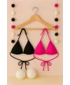 ieg™ Kadın Siyah ve Fuşya Minimal Kesim Üçgen Bikini Üstü