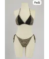 ieg™ Kadın Siyah ve Leopar Detaylı Yandan Bağlamalı Bikini Takımı
