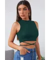 ieg™ Kadın Yeşil Çapraz Bağlamalı Crop Top Büstiyer