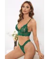 ieg™ Kadın Yeşil Çapraz Sırt Detaylı Şık Bralet Takım