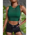 ieg™ Kadın Yeşil Kare Yaka Crop Top Bluz