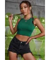 ieg™ Kadın Yeşil Kare Yaka Crop Top Bluz