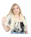 Kahküllü Uzun Dalgalı Fiber Sentetik Peruk - Küllü Balköpüğü / Platin Ombreli