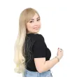 Kahküllü Uzun Dalgalı Fiber Sentetik Peruk - Küllü Balköpüğü / Platin Ombreli