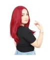 Kahkülsüz Fiber Sentetik Orta Boy Düz Peruk - Kızıl