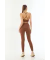 Kahve MI Emay 3921 Soft Seamless Ripli Tayt Yoga Takımı