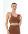 Kahve MI Emay 3921 Soft Seamless Ripli Tayt Yoga Takımı