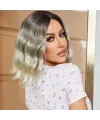 Kahverengi / Beyaz Platin Ombreli Küt Tül Peruk