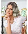 Kahverengi / Beyaz Platin Ombreli Küt Tül Peruk