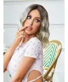 Kahverengi / Beyaz Platin Ombreli Küt Tül Peruk