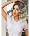 Kahverengi / Beyaz Platin Ombreli Küt Tül Peruk