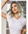 Kahverengi / Beyaz Platin Ombreli Küt Tül Peruk