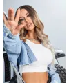 Kahverengi Ombre/ Kumral Platin Röfleli Orta Boy Tül Peruk