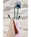 Kendiliğinden Yapışkanlı Siyah Paslanmaz Metal Bornoz ve Havlu Askılığı