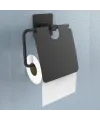 ieg™   Kendiliğinden Yapışkanlı Siyah Paslanmaz Metal Kapaklı Tuvalet Kağıtlığı Aparatı