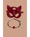 Kırmızı Deri Maske ve Ağız Topu Harness Aksesuar
