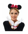 Kırmızı Fiyonklu Minnie Mouse Tacı ve Beyaz Eldiven Seti