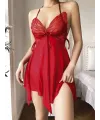 Kırmızı Kelebek İşlemeli Tül Fantezi Gecelik