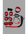 Kırmızı/Siyah İçi Tüylü Deri 7li Harness Set