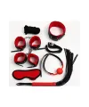 Kırmızı/Siyah İçi Tüylü Deri 7li Harness Set