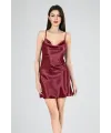 Kısa Gecelik Degaje Bordo 7740