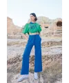 Kısa Kollu Never Give Up 3lü Crop Eşofman Takımı