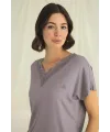 Kısa Kollu V Yakalı Dantelli Pijama Takımı