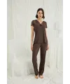 Kısa Kollu ve Dantelli V Yaka Pijama Takımı
