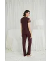 Kısa Kollu ve Dantelli V Yaka Pijama Takımı