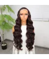 Koyu Kumral Ekstra Uzun Fiber Sentetik Dalgalı Tül Peruk