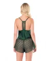 Koyu Yeşil Saten Babydoll Şort Takımı