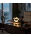 Kral Tacı Model Kristal LED Masa Lambası – Dokunmatik, 3 Renk Işık Modlu, Şarjlı Mini Dekoratif Gece Lambası