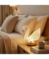 Kuğu Model Kristal LED Masa Lambası – Dokunmatik, 3 Renk Işık Modlu, Şarjlı Mini Dekoratif Gece Lambası