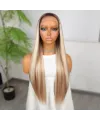 Kumral Beyaz Platin Ombreli ve Röfleli Fiber Sentetik Tül Peruk