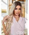 Kumral Ombre/ Balköpüğü Platin Röfleli Orta Boy Tül Peruk