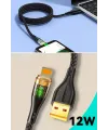 Led Işık Uçlu Sağlam İp Kablolu USB to Lightning Hızlı Şarj Kablosu