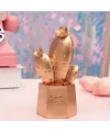 Led Işıklı Sevimli Kaktüs Dekoratif Masa Lambası Mini Biblo Gece Lambası Gold