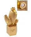 Led Işıklı Sevimli Kaktüs Dekoratif Masa Lambası Mini Biblo Gece Lambası Gold